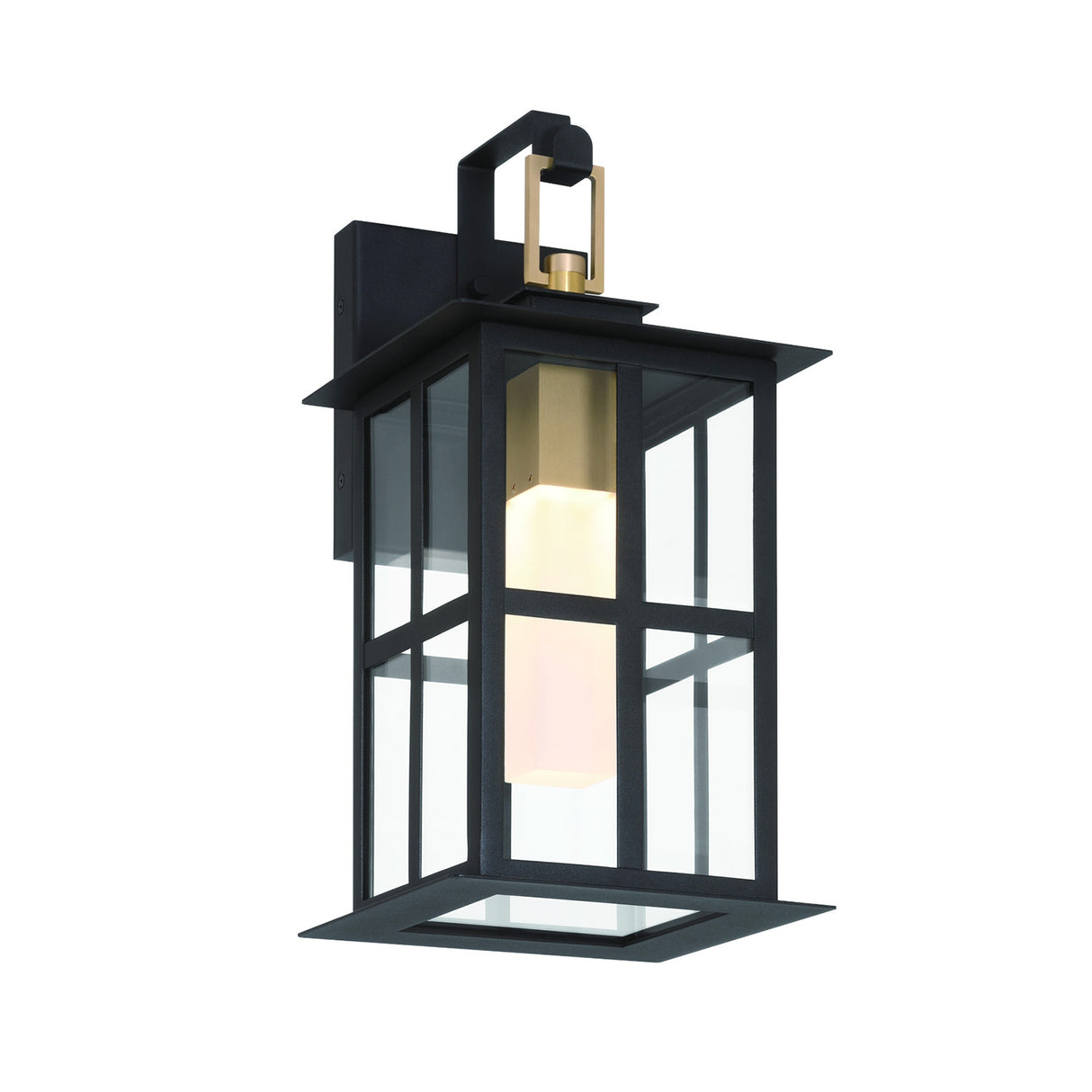 Portico LED Outdoor Wall Light 16", Black with Gold Accents