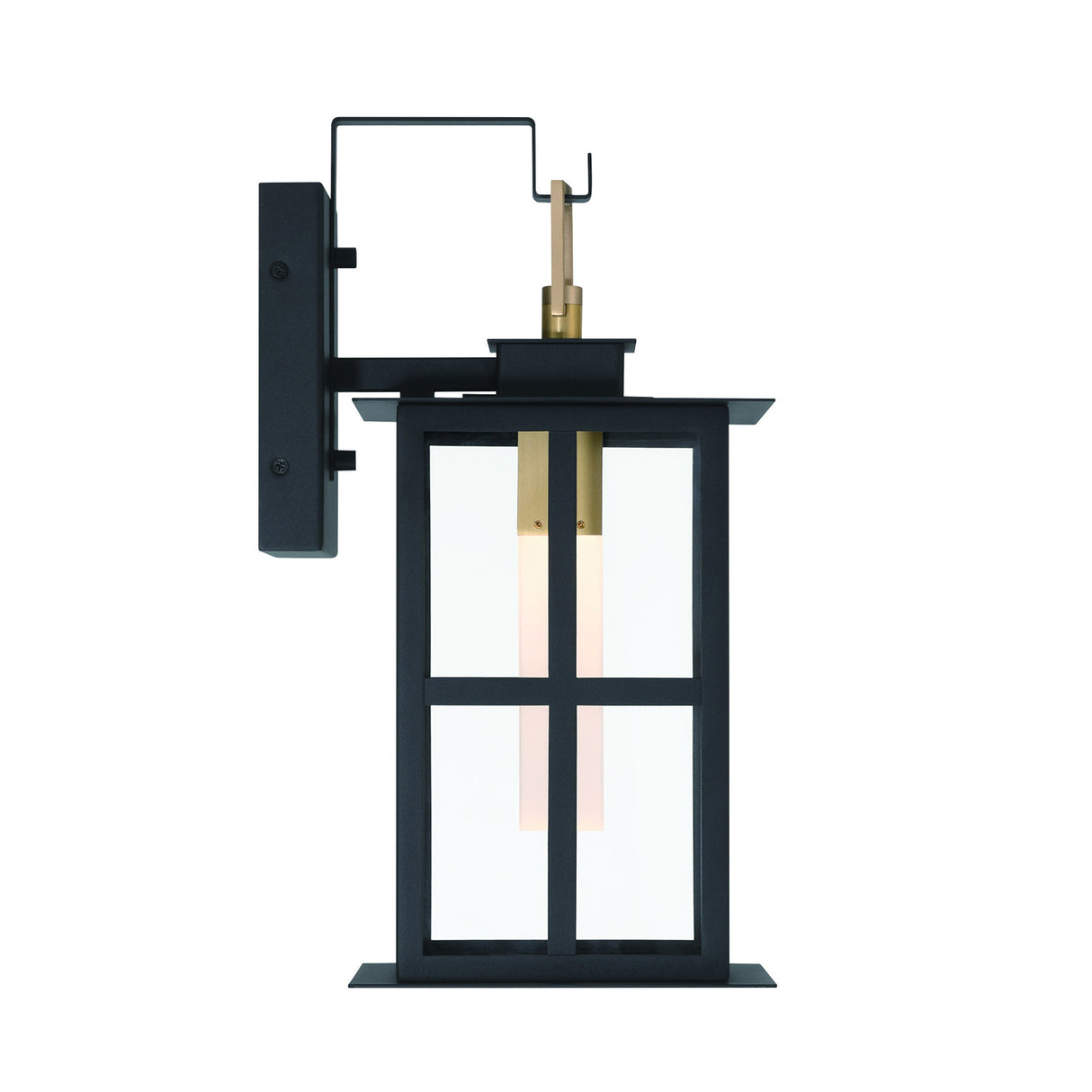 Portico LED Outdoor Wall Light 16", Black with Gold Accents