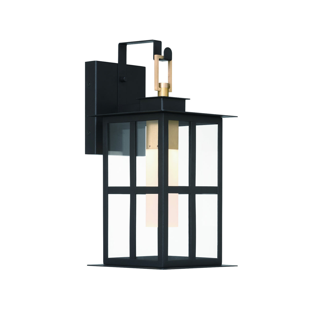 Portico LED Outdoor Wall Light 16", Black with Gold Accents