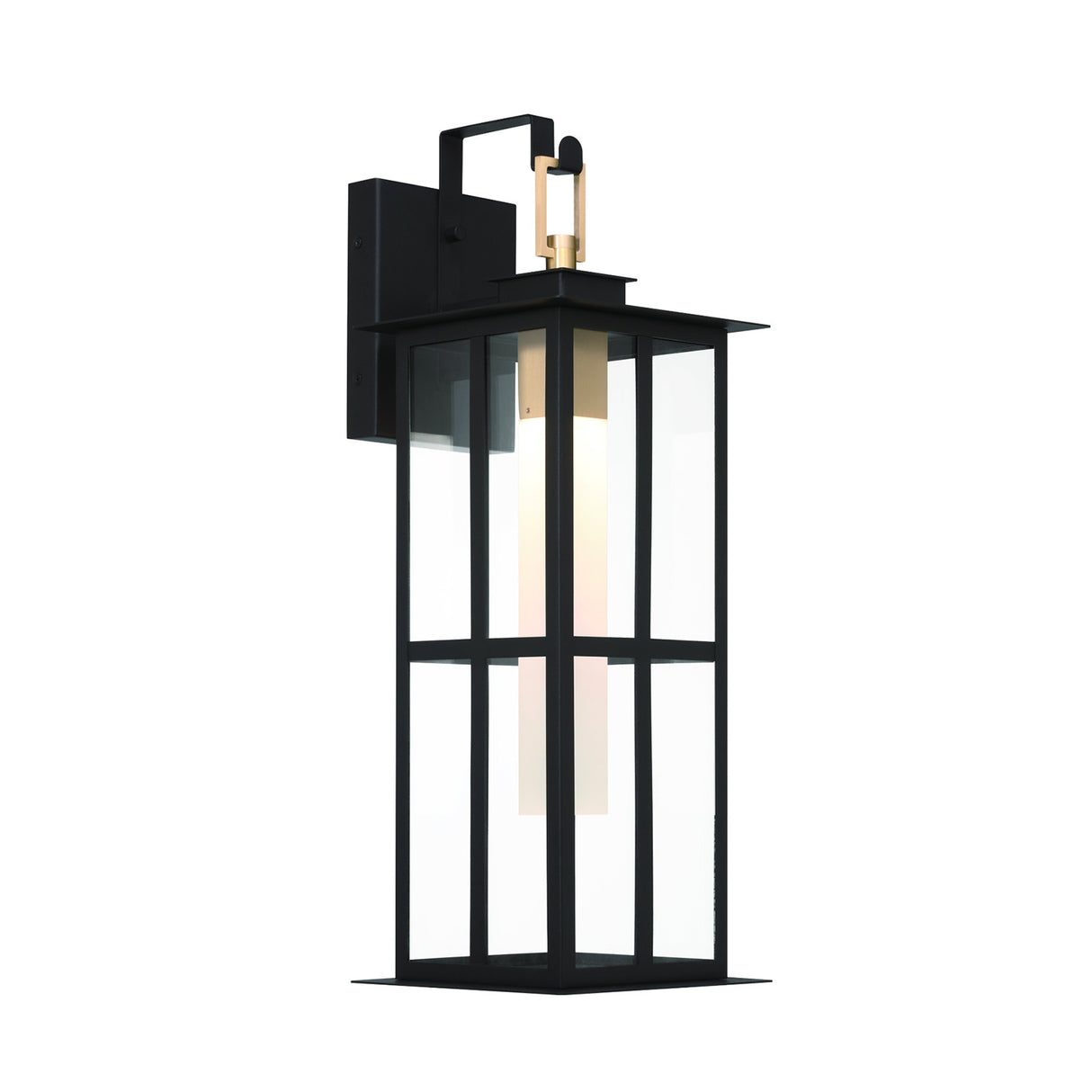 Portico LED Outdoor Wall Light 22", Black with Gold Accents