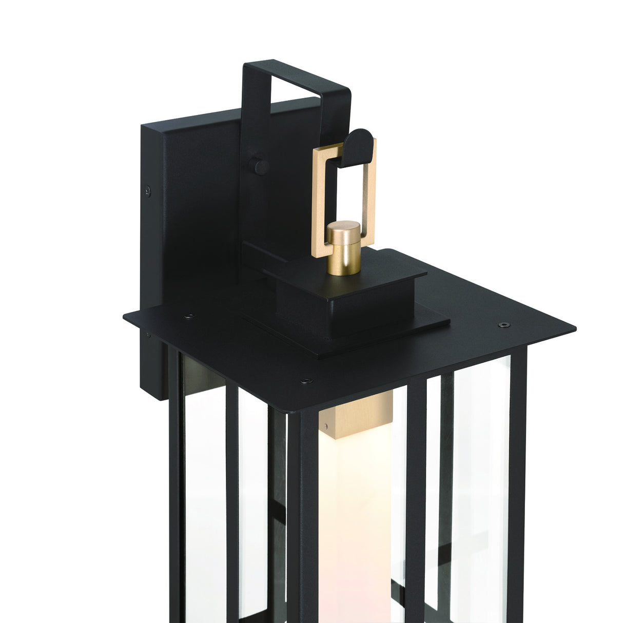 Portico LED Outdoor Wall Light 22", Black with Gold Accents