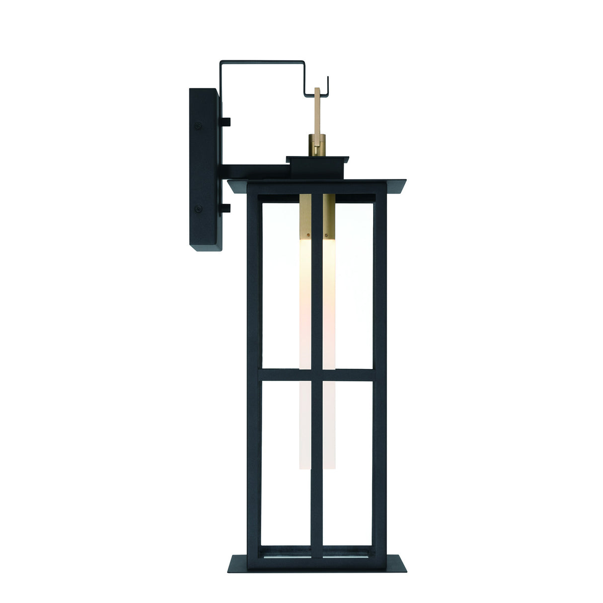 Portico LED Outdoor Wall Light 22", Black with Gold Accents