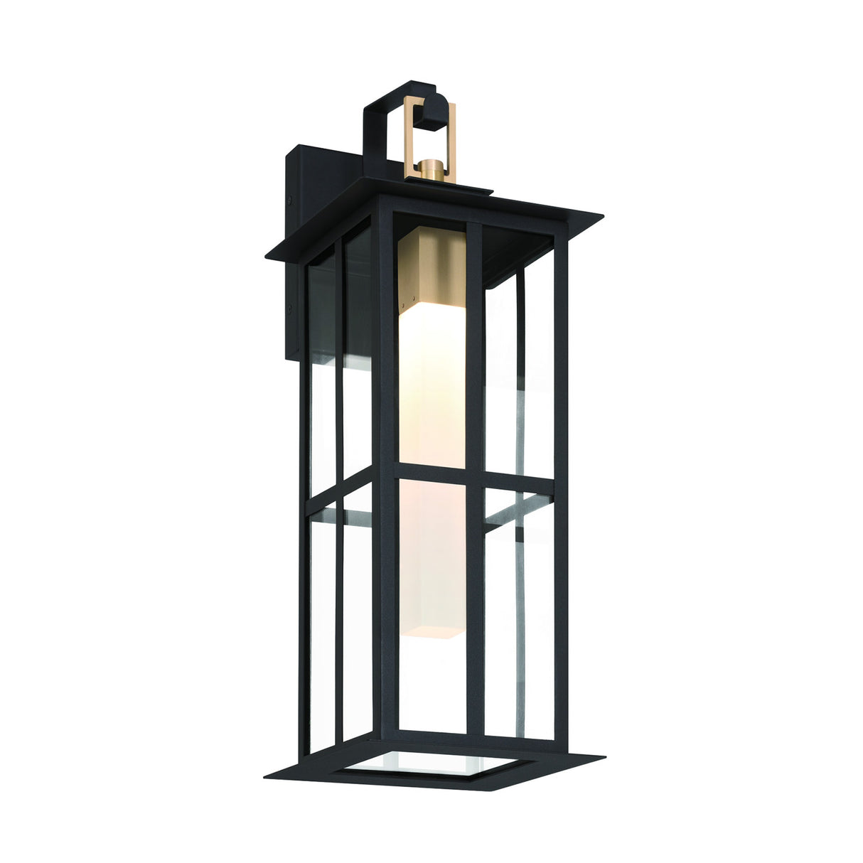 Portico LED Outdoor Wall Light 22", Black with Gold Accents