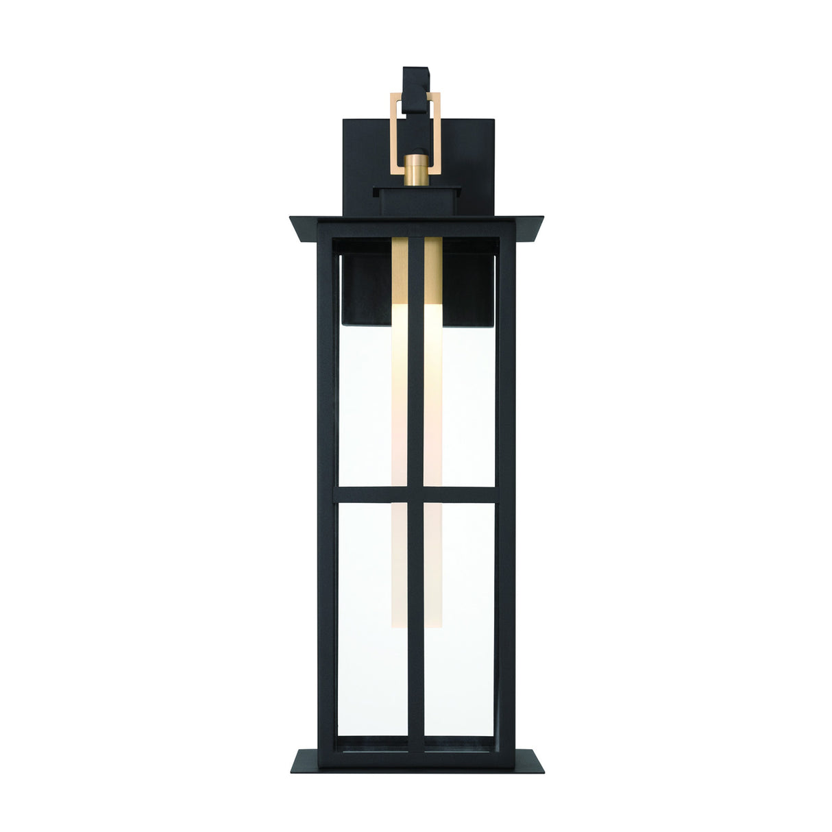 Portico LED Outdoor Wall Light 22", Black with Gold Accents