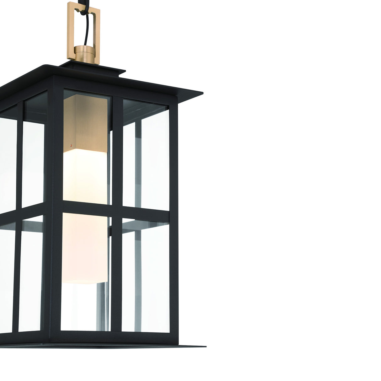 Portico LED Outdoor Hanging Light 16", Black with Gold Accents