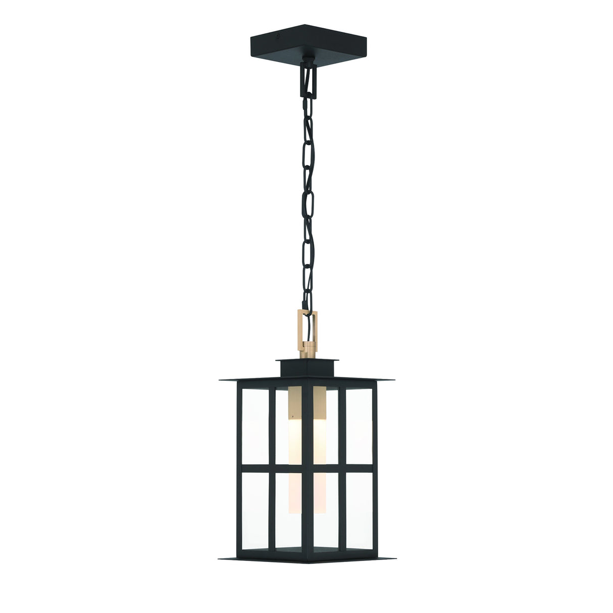 Portico LED Outdoor Hanging Light 16", Black with Gold Accents