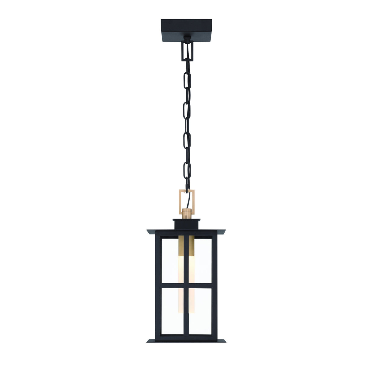 Portico LED Outdoor Hanging Light 16", Black with Gold Accents
