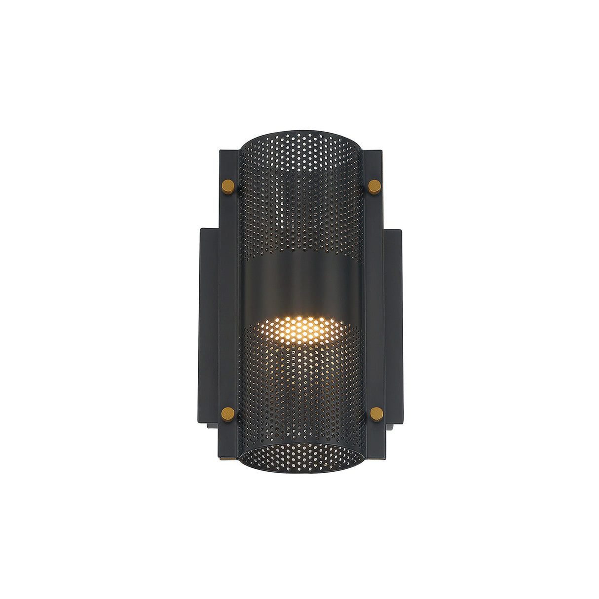 Quin LED Outdoor Wall Light 8", Black with Gold Accents