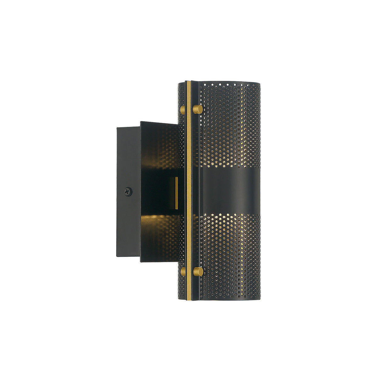 Quin LED Outdoor Wall Light 8", Black with Gold Accents
