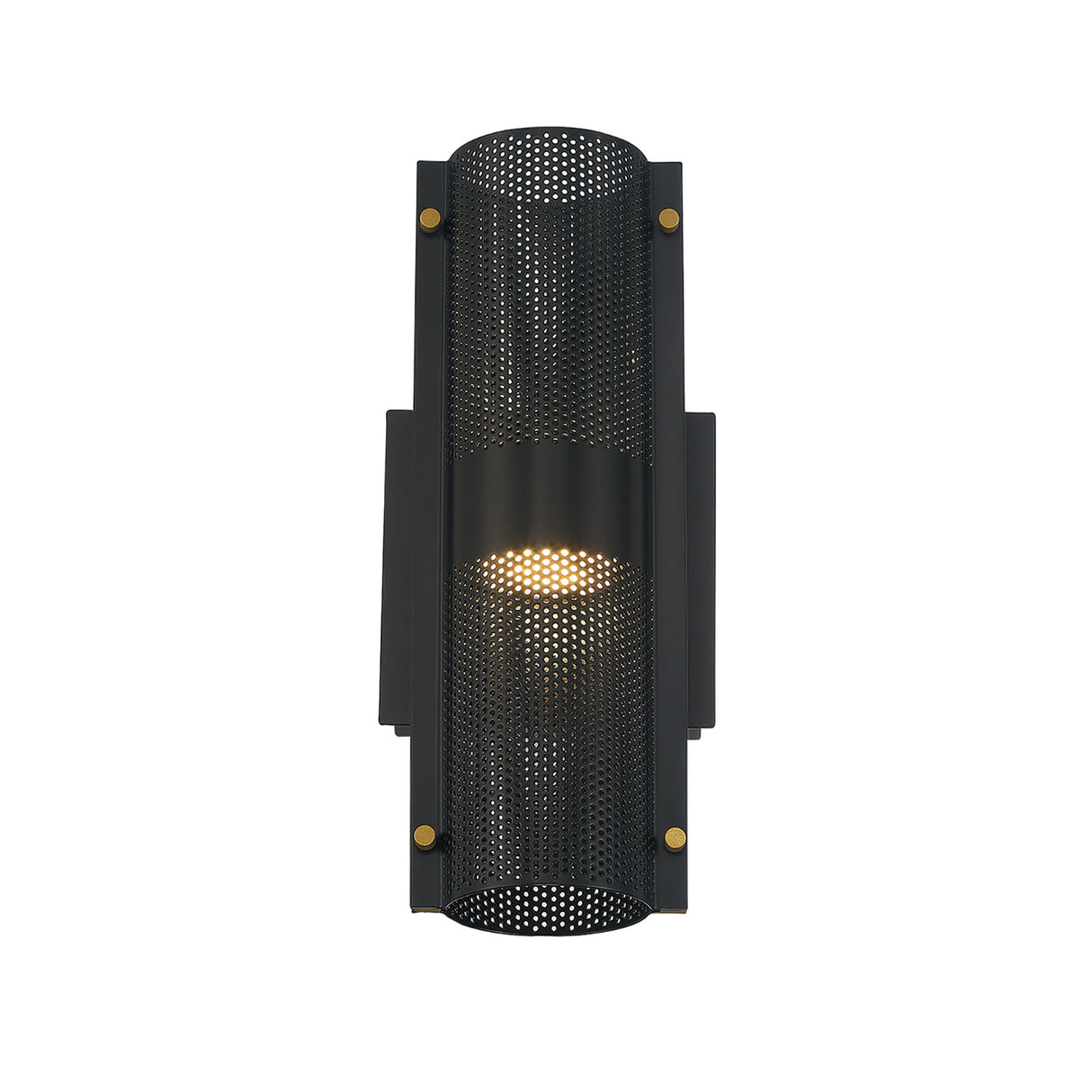 Quin LED Outdoor Wall Light 12", Black with Gold Accents
