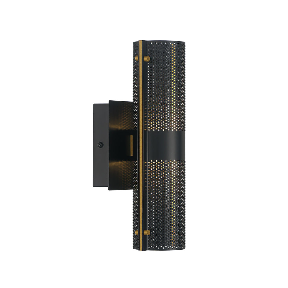 Quin LED Outdoor Wall Light 12", Black with Gold Accents