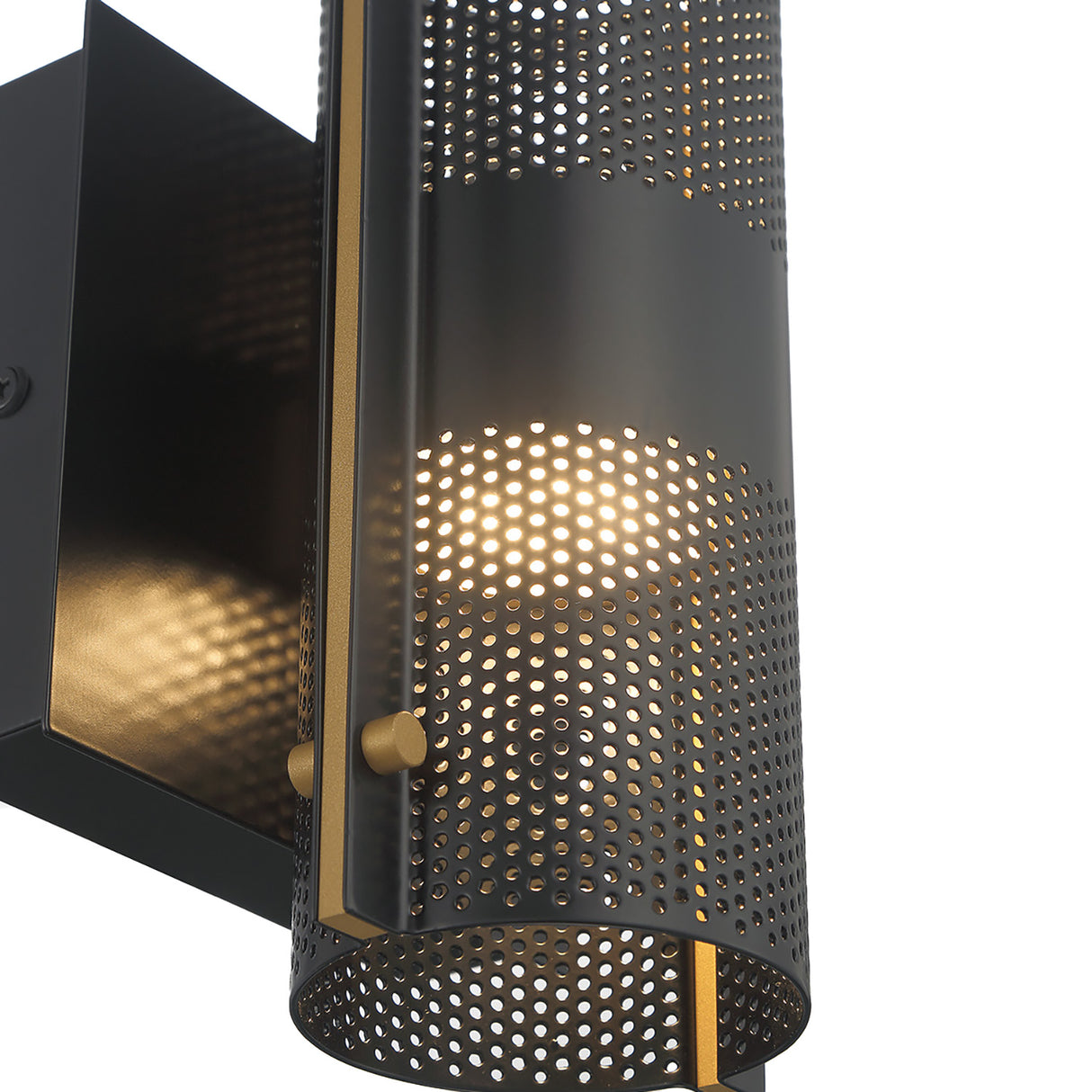 Quin LED Outdoor Wall Light 12", Black with Gold Accents