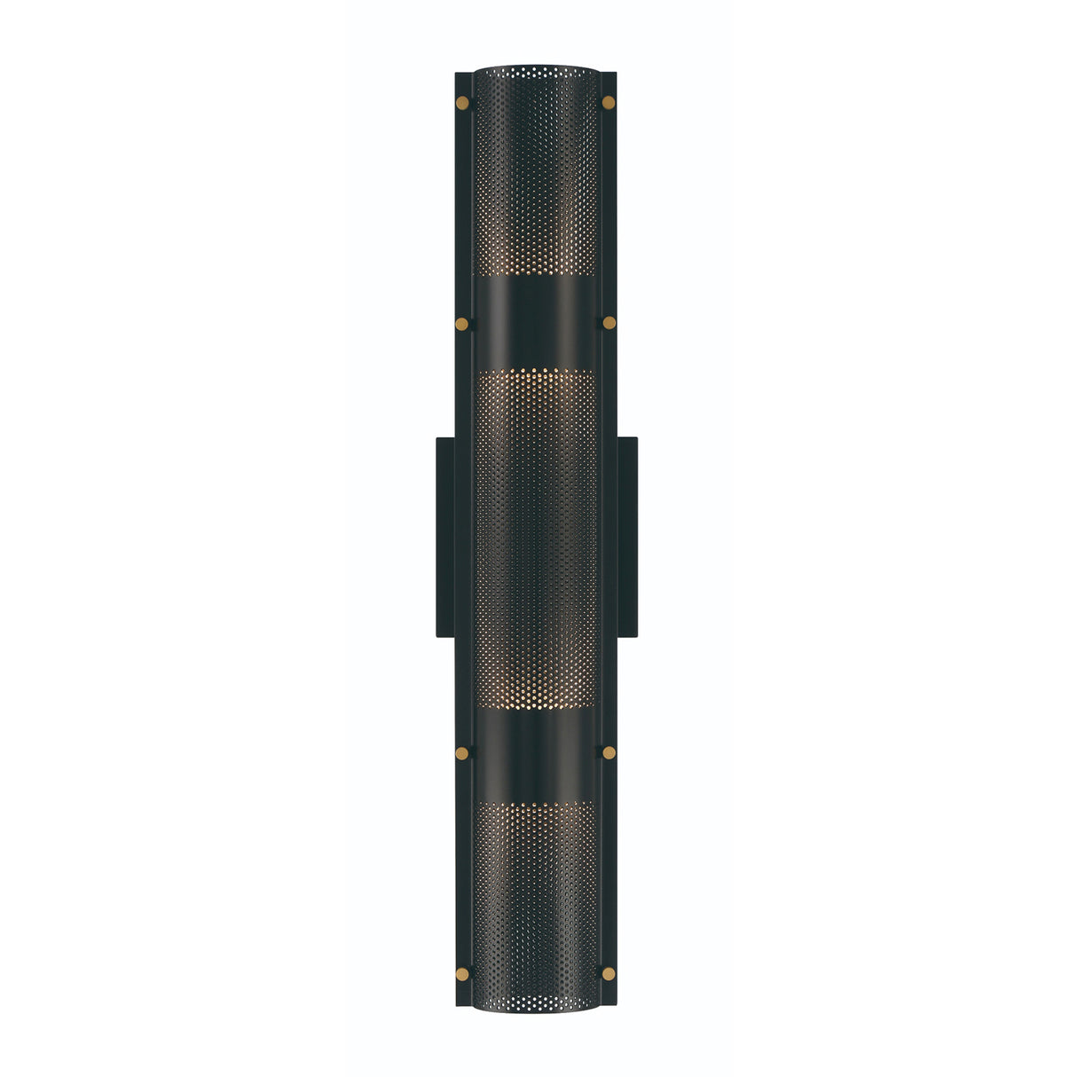 Quin LED Outdoor Wall Light 23", Black with Gold Accents