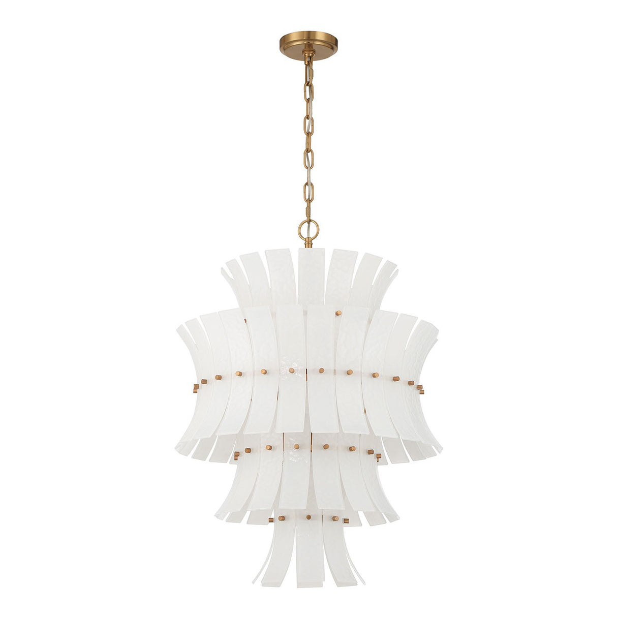 Brielle 13 Light Chandelier 22", White Art Glass with Aged Brass