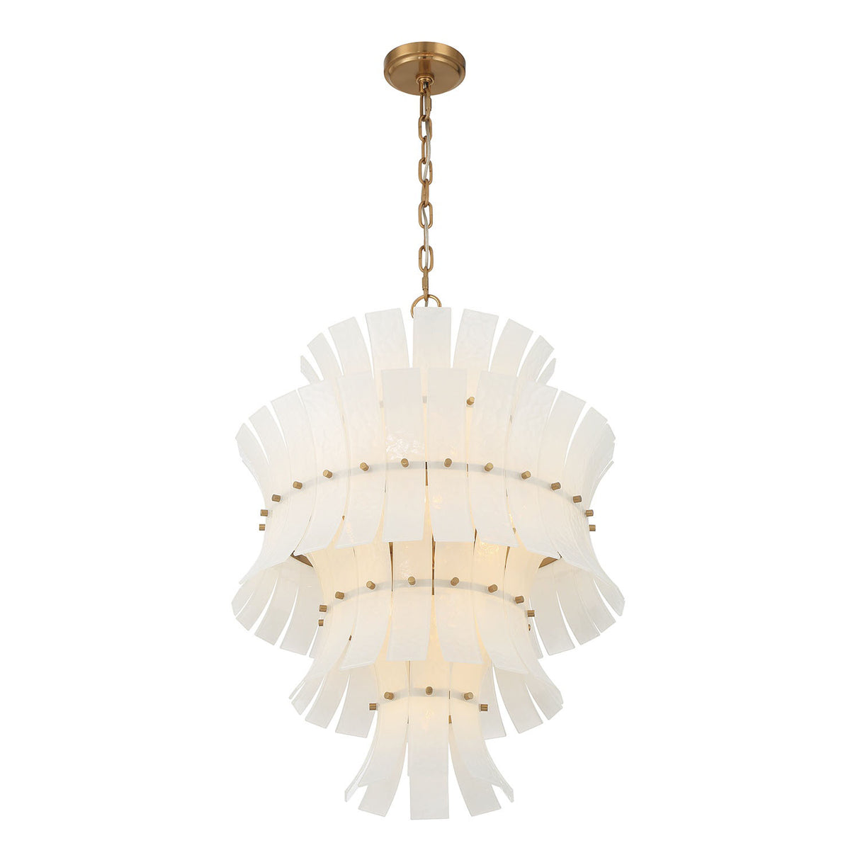 Brielle 13 Light Chandelier 22", White Art Glass with Aged Brass