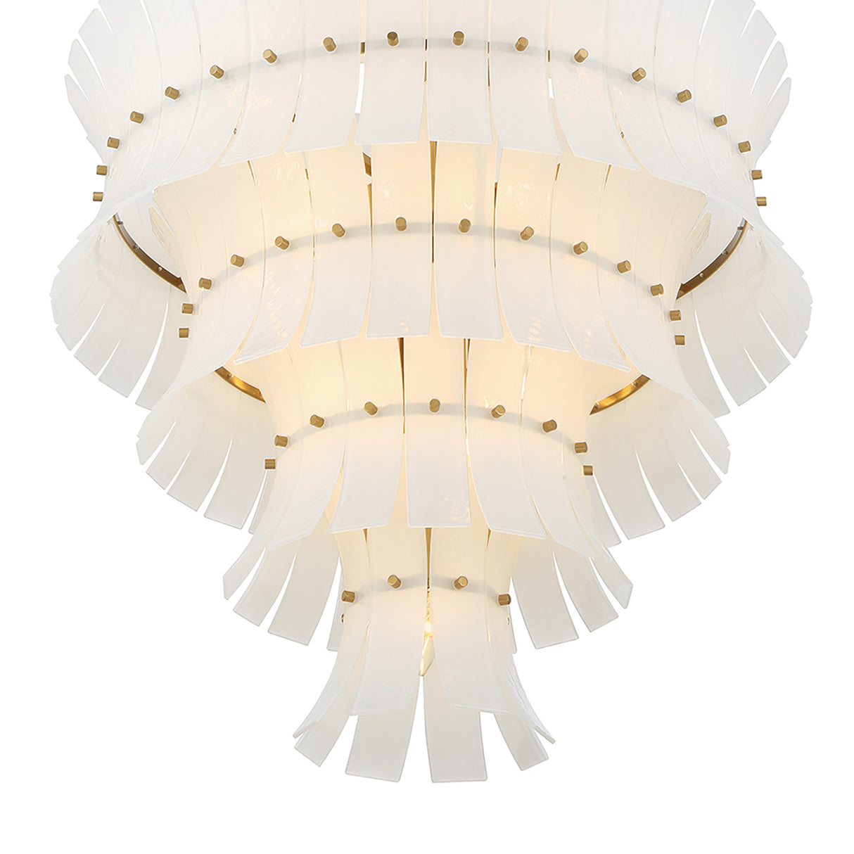 Brielle 21 Light Chandelier 30", White Art Glass with Aged Brass