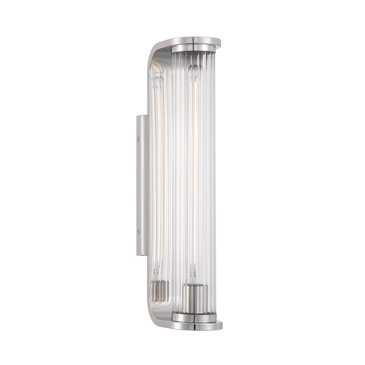 Cedar Wall Sconce 17", Polished Nickel and Clear Ribbed Glass