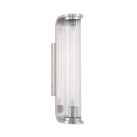 Cedar Wall Sconce 17", Polished Nickel and Clear Ribbed Glass