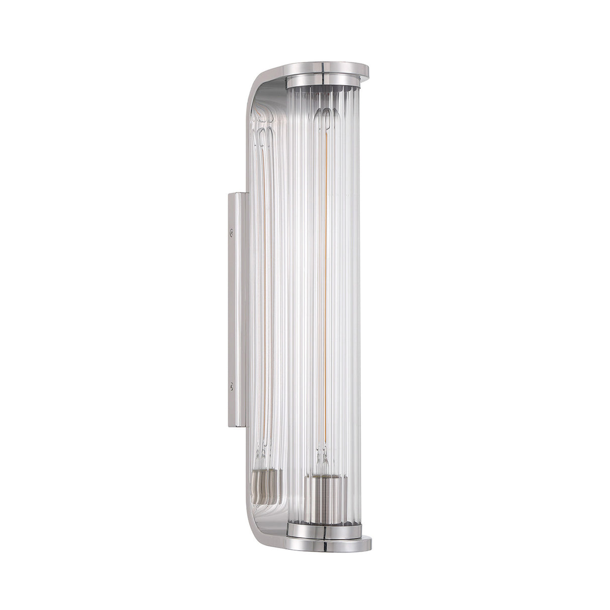 Cedar Wall Sconce 17", Polished Nickel and Clear Ribbed Glass