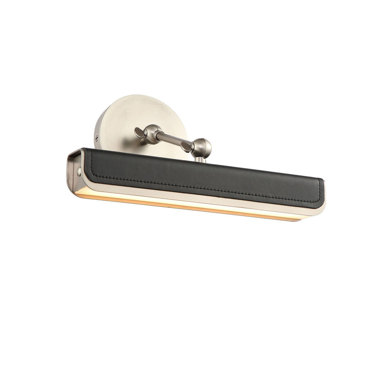 Jarrett LED Picture Light 12", Brushed Nickel and Tuxedo Leather