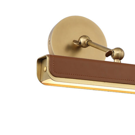 Jarrett LED Picture Light 12", Aged Brass and Cognac Leather