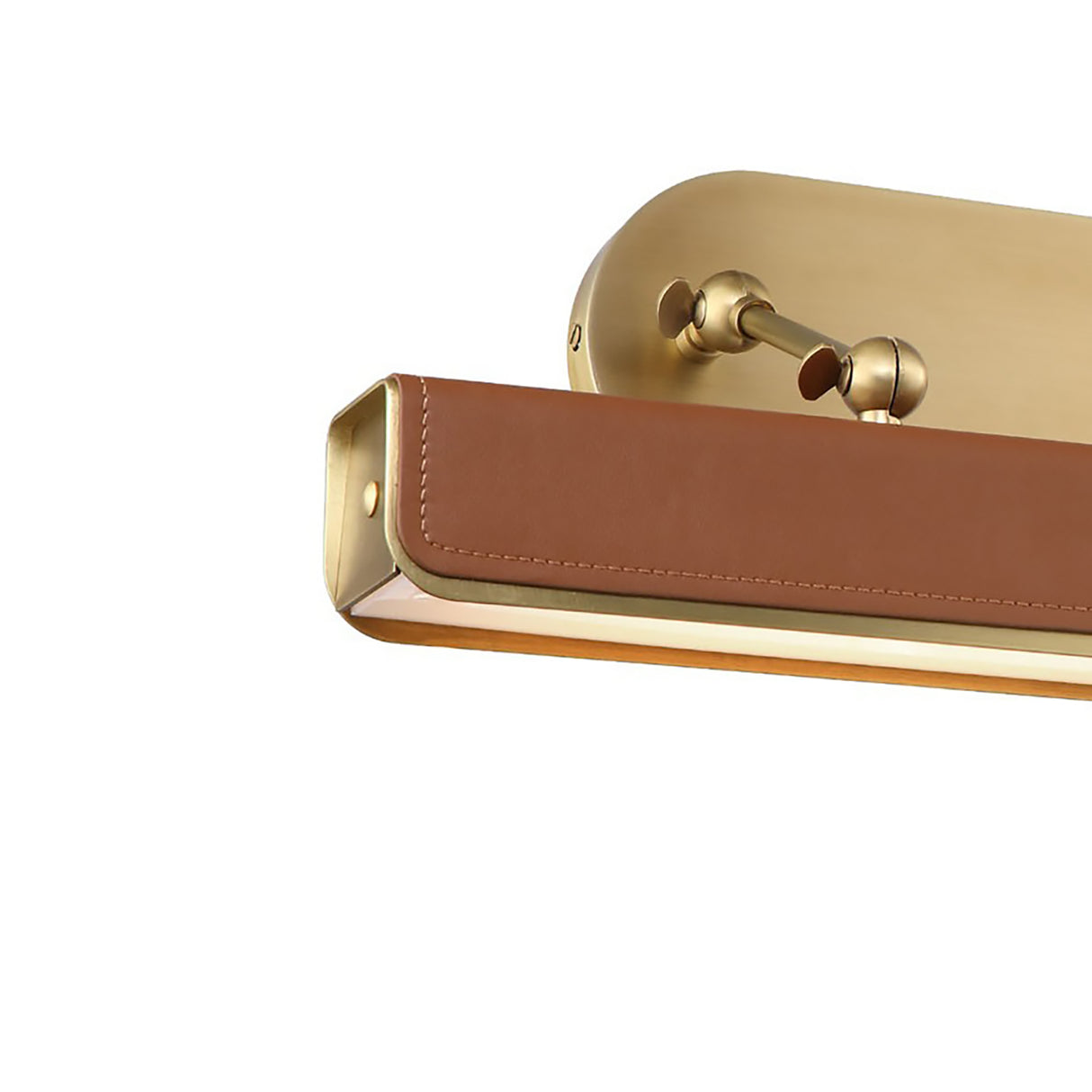 Jarrett LED Picture Light 20", Aged Brass and Cognac Leather