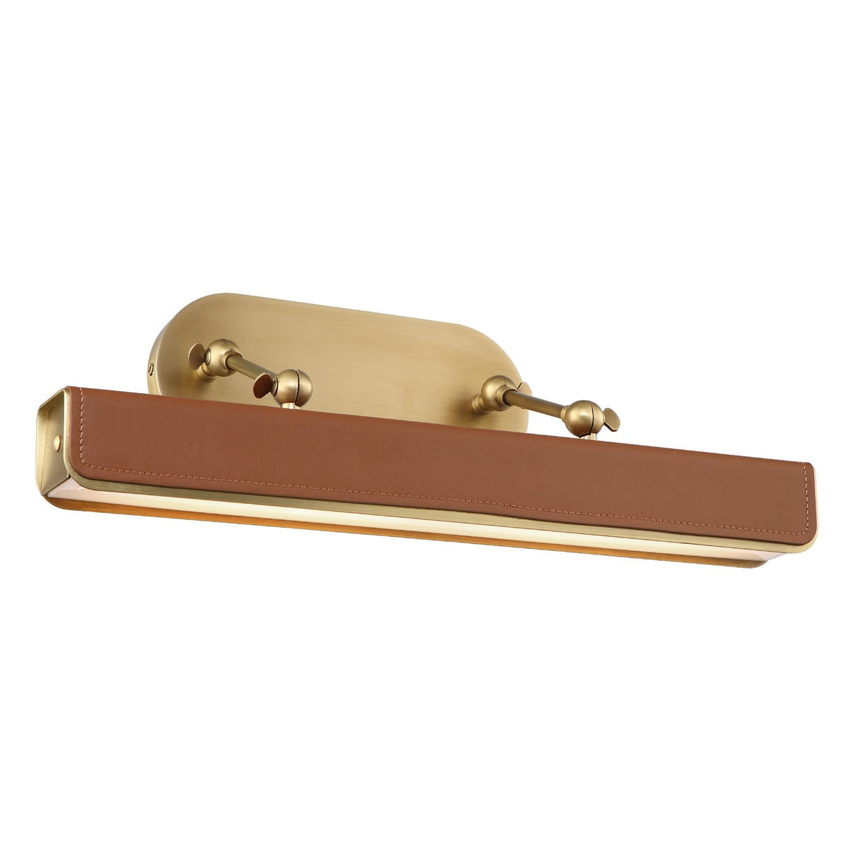 Jarrett LED Picture Light 20", Aged Brass and Cognac Leather