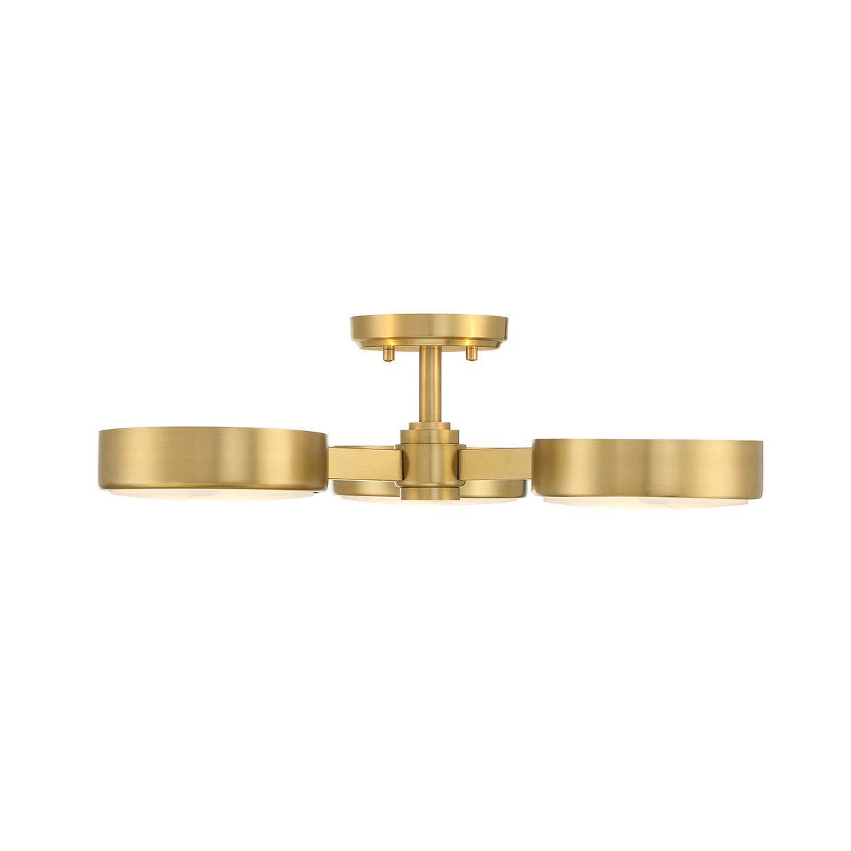 Finn 3 Light Semi-Flush 23", Brass and Alabaster