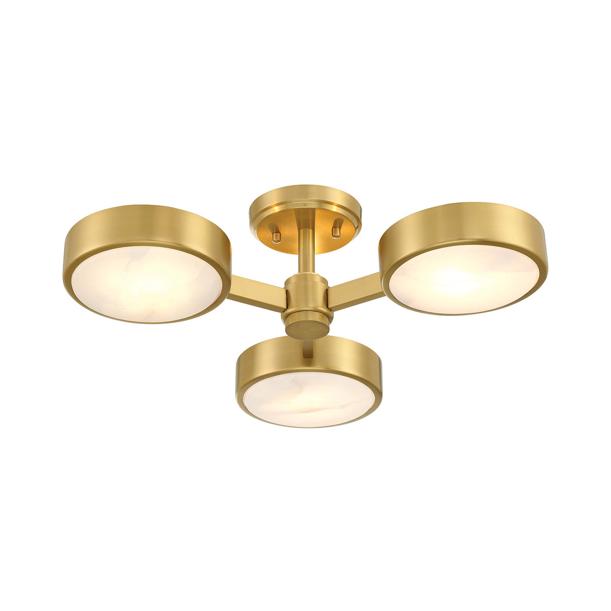 Finn 3 Light Semi-Flush 23", Brass and Alabaster