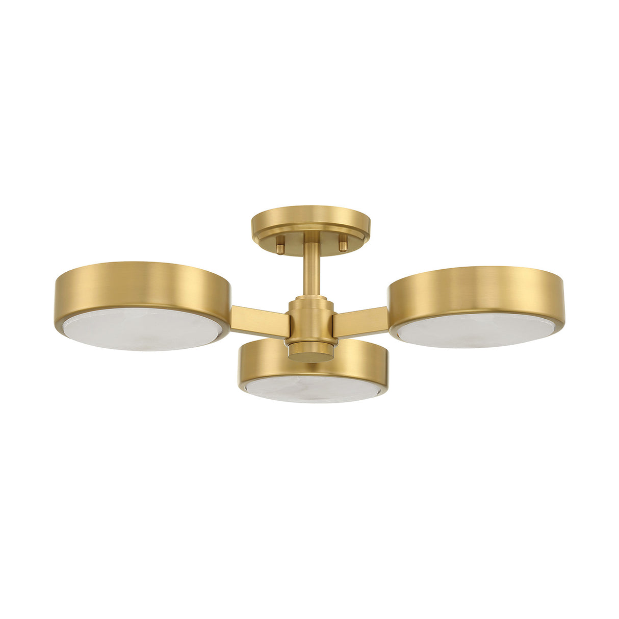 Finn 3 Light Semi-Flush 23", Brass and Alabaster