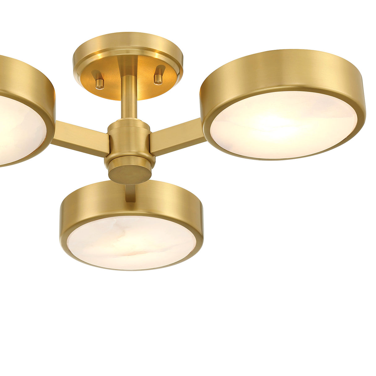 Finn 3 Light Semi-Flush 23", Brass and Alabaster