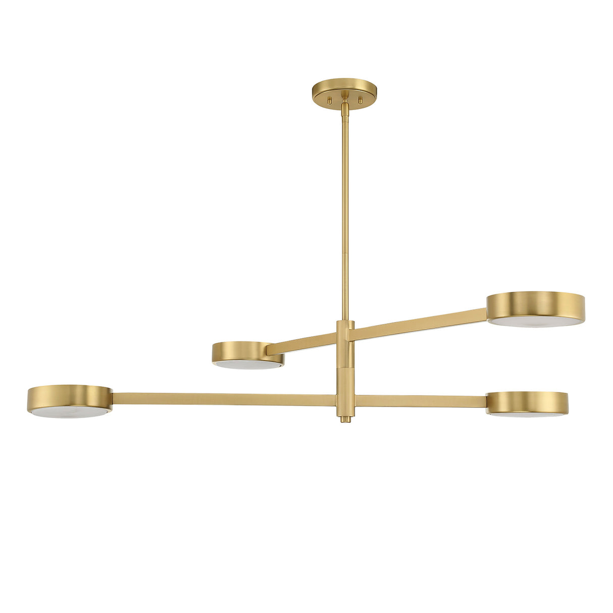 Finn 4 Light Linear Chandelier 54", Brass and Alabaster