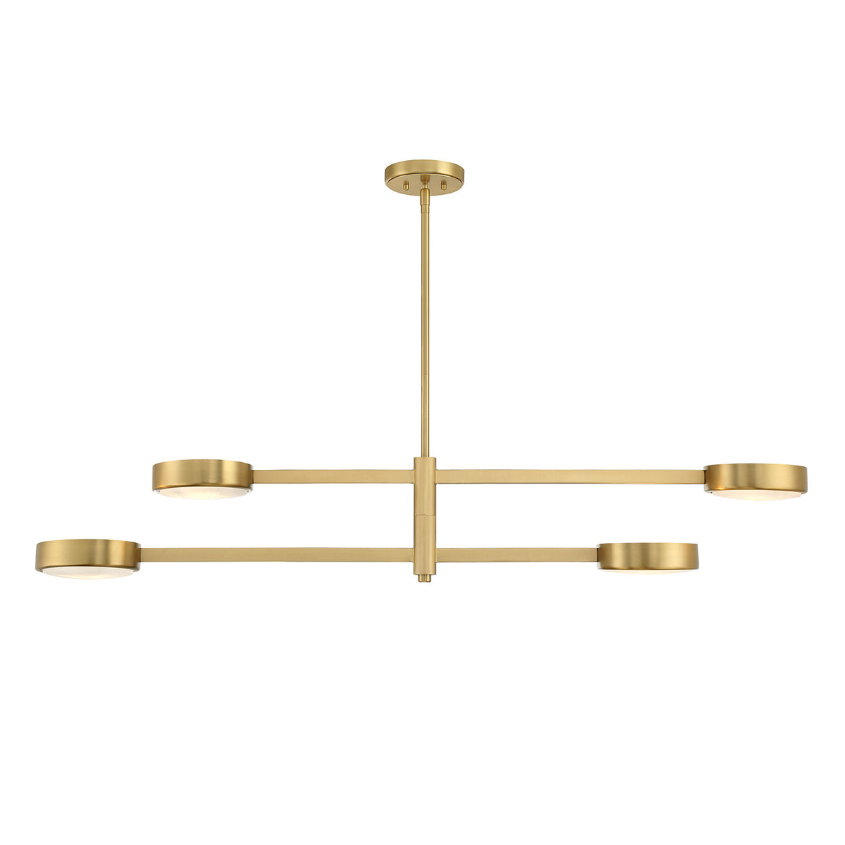 Finn 4 Light Linear Chandelier 54", Brass and Alabaster