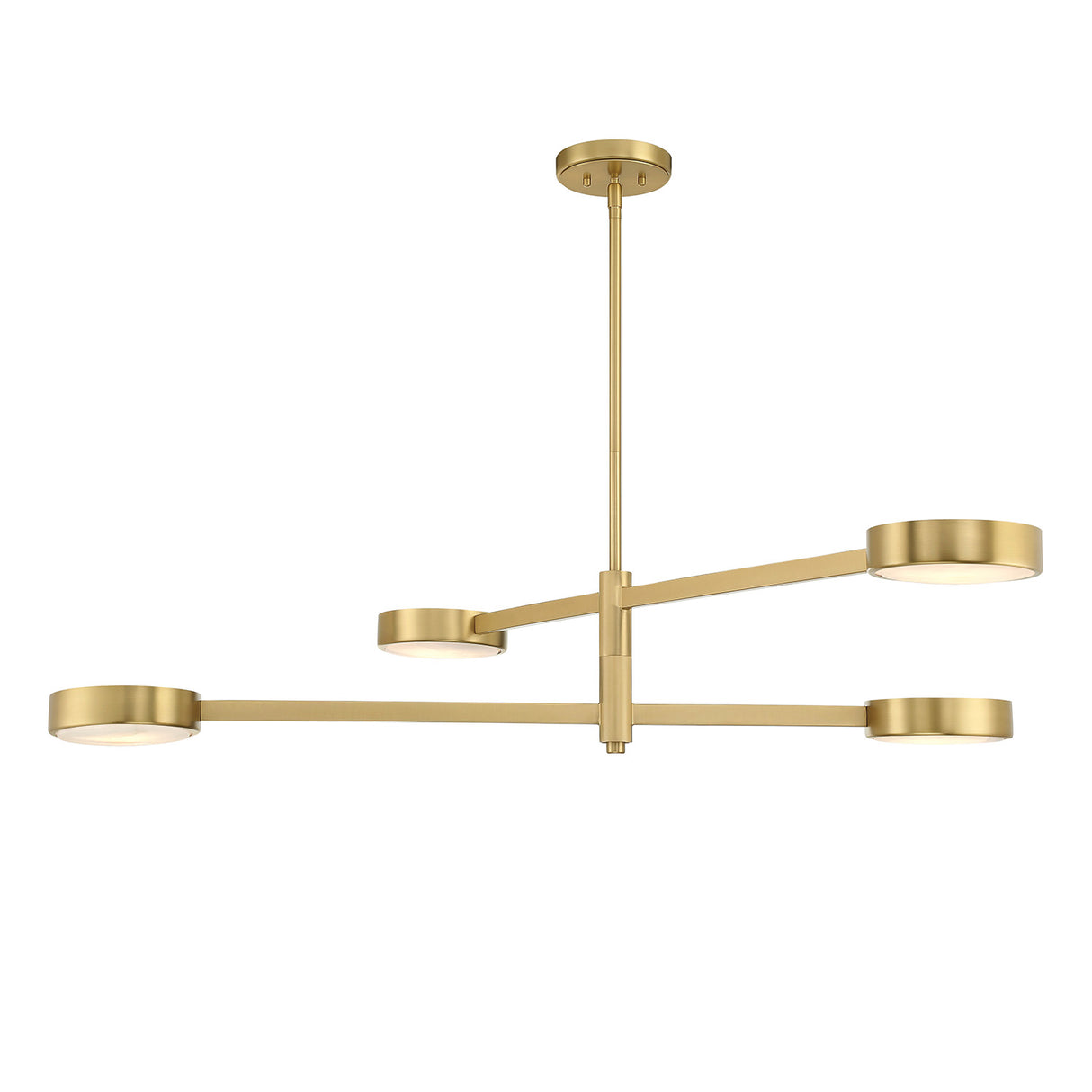 Finn 4 Light Linear Chandelier 54", Brass and Alabaster