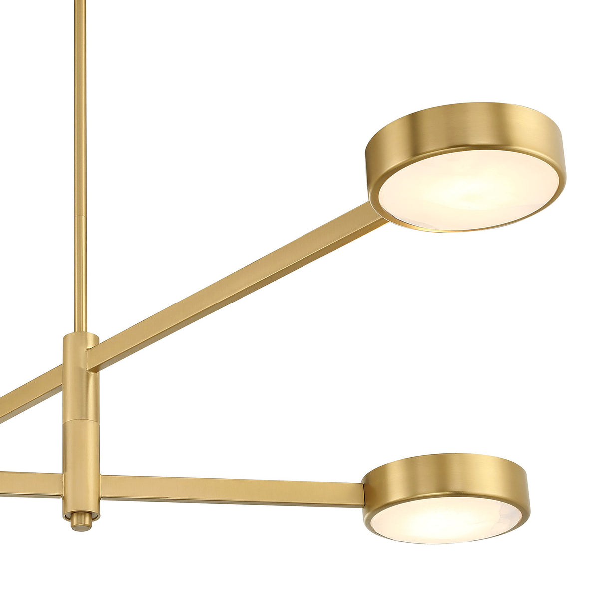 Finn 4 Light Linear Chandelier 54", Brass and Alabaster