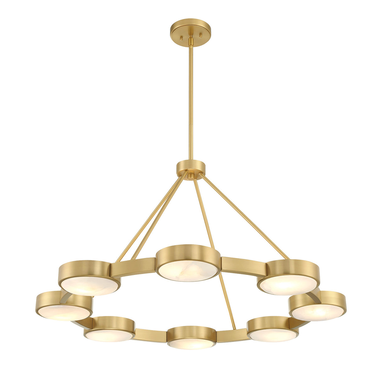 Finn 8 Light Chandelier 39", Brass and Alabaster