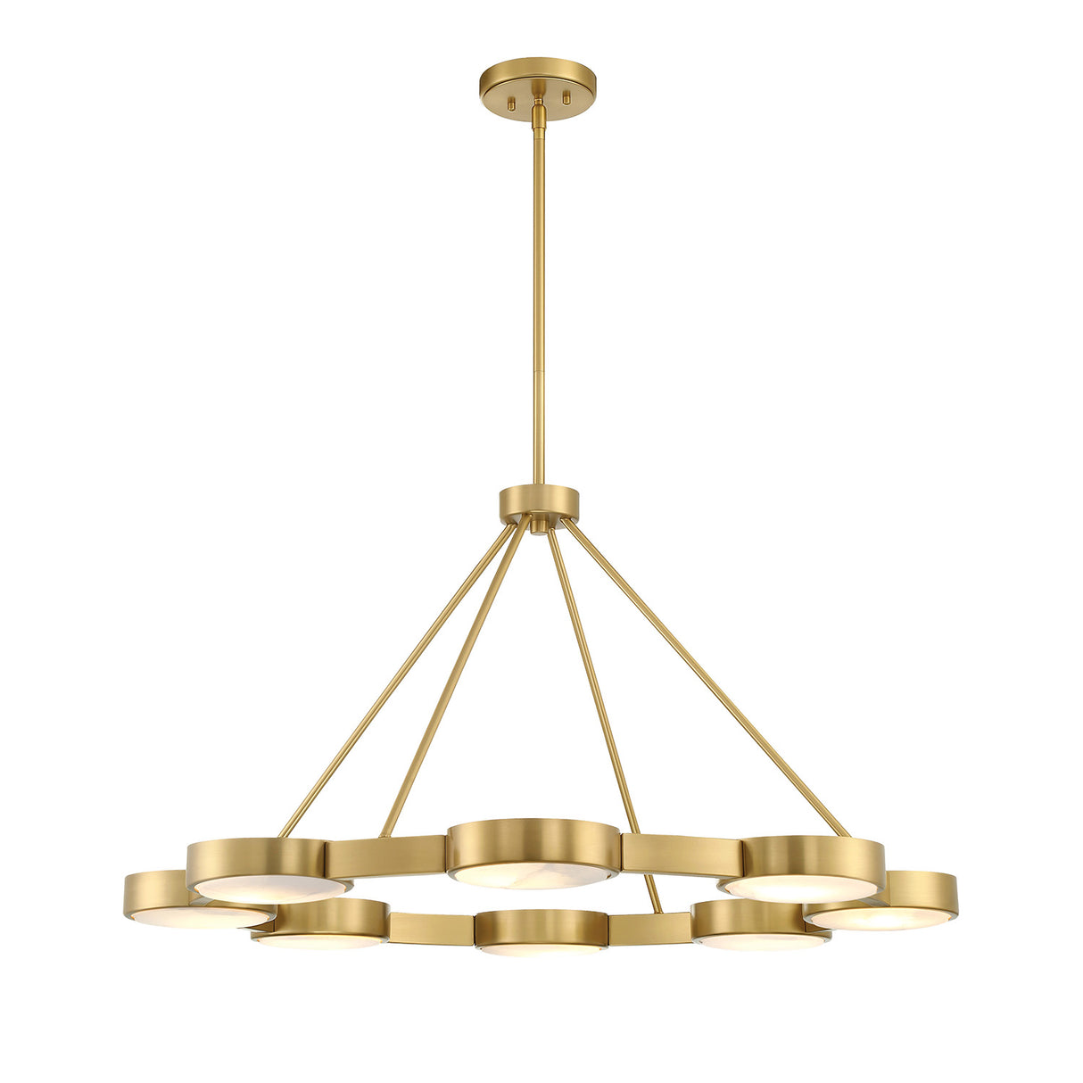 Finn 8 Light Chandelier 39", Brass and Alabaster