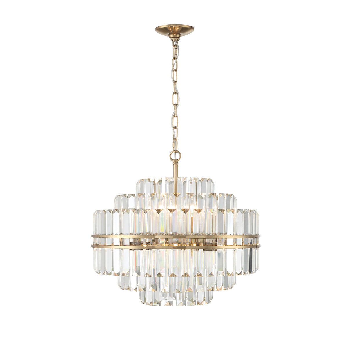Maxwell 12 Light Chandelier 22", Crystal with Aged Brass