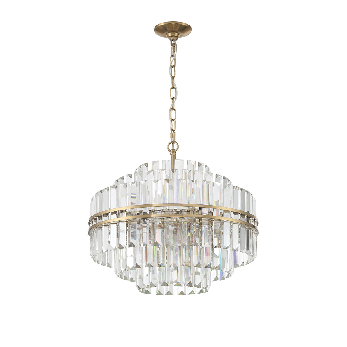 Maxwell 12 Light Chandelier 22", Crystal with Aged Brass