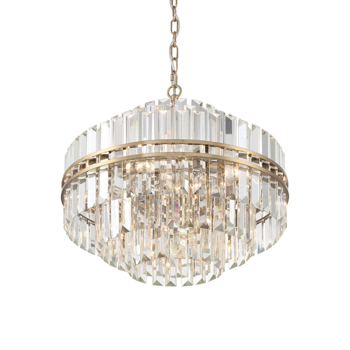 Maxwell 12 Light Chandelier 22", Crystal with Aged Brass