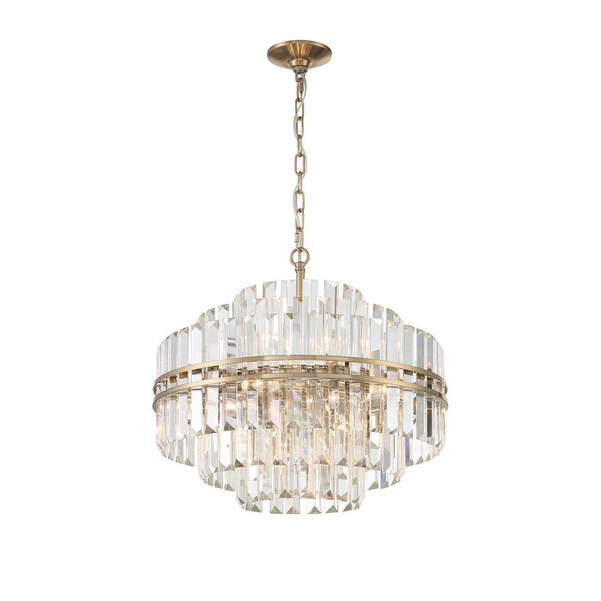 Maxwell 12 Light Chandelier 22", Crystal with Aged Brass