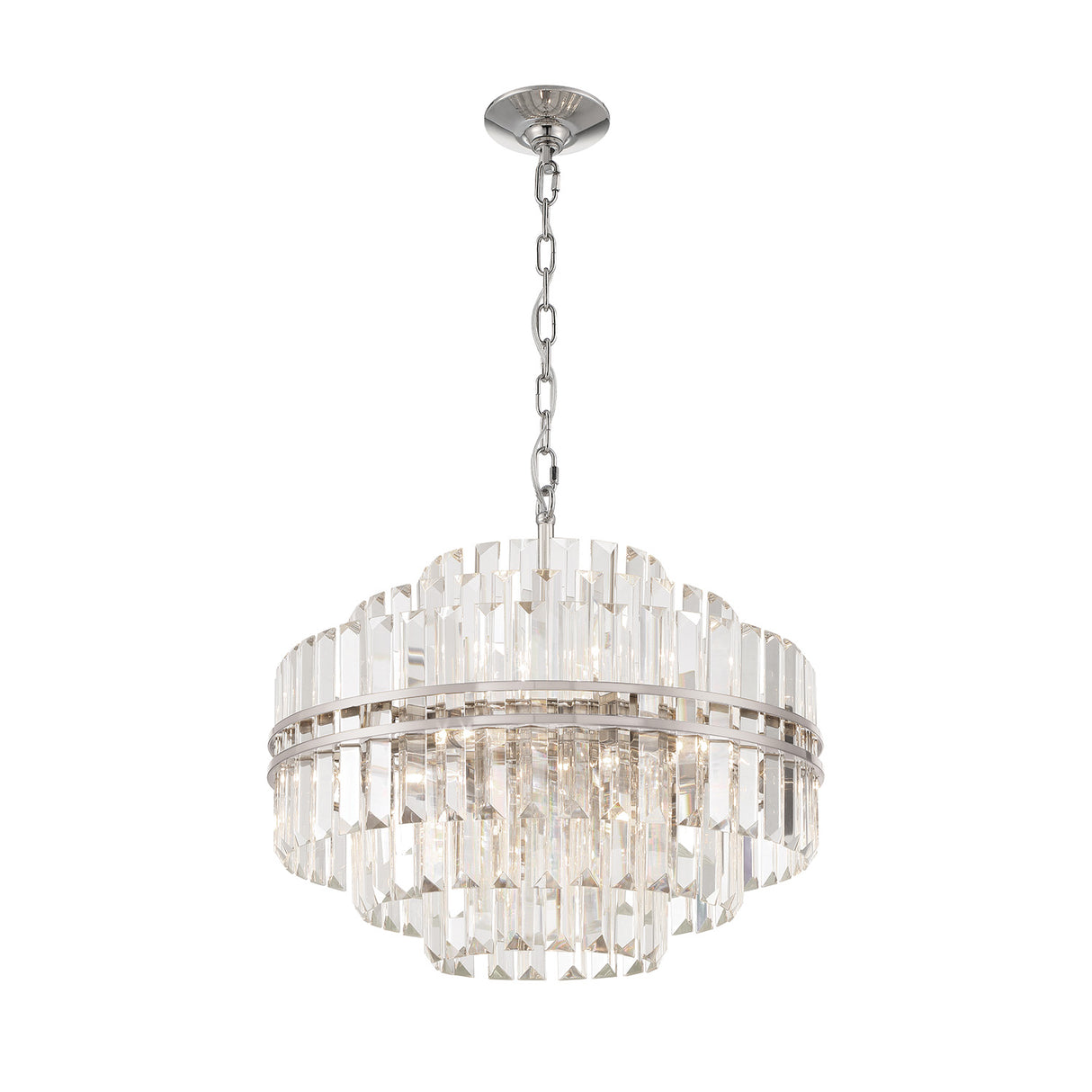 Maxwell 12 Light Chandelier 22", Crystal with Polished Nickel