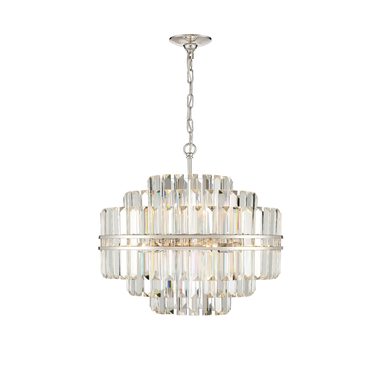 Maxwell 12 Light Chandelier 22", Crystal with Polished Nickel