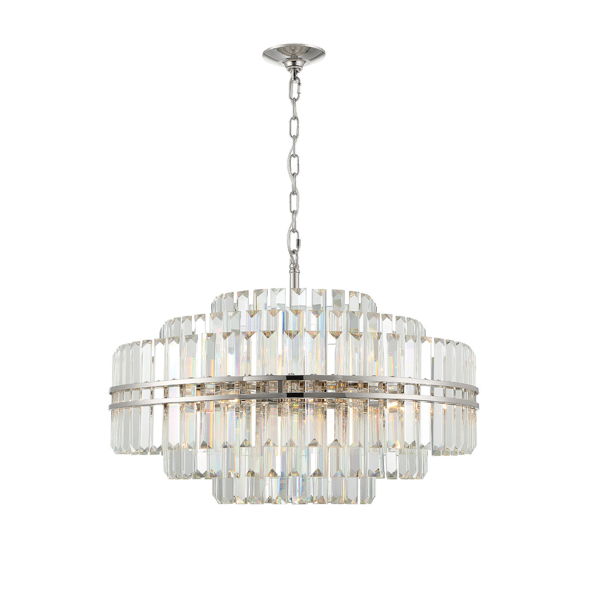 Maxwell 16 Light Chandelier 28", Crystal with Polished Nickel