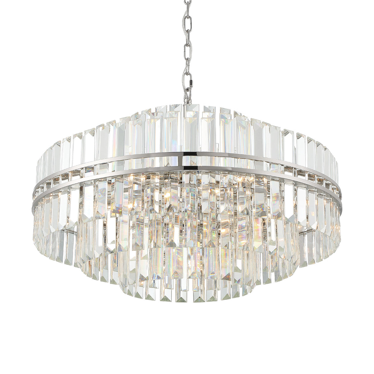 Maxwell 16 Light Chandelier 28", Crystal with Polished Nickel