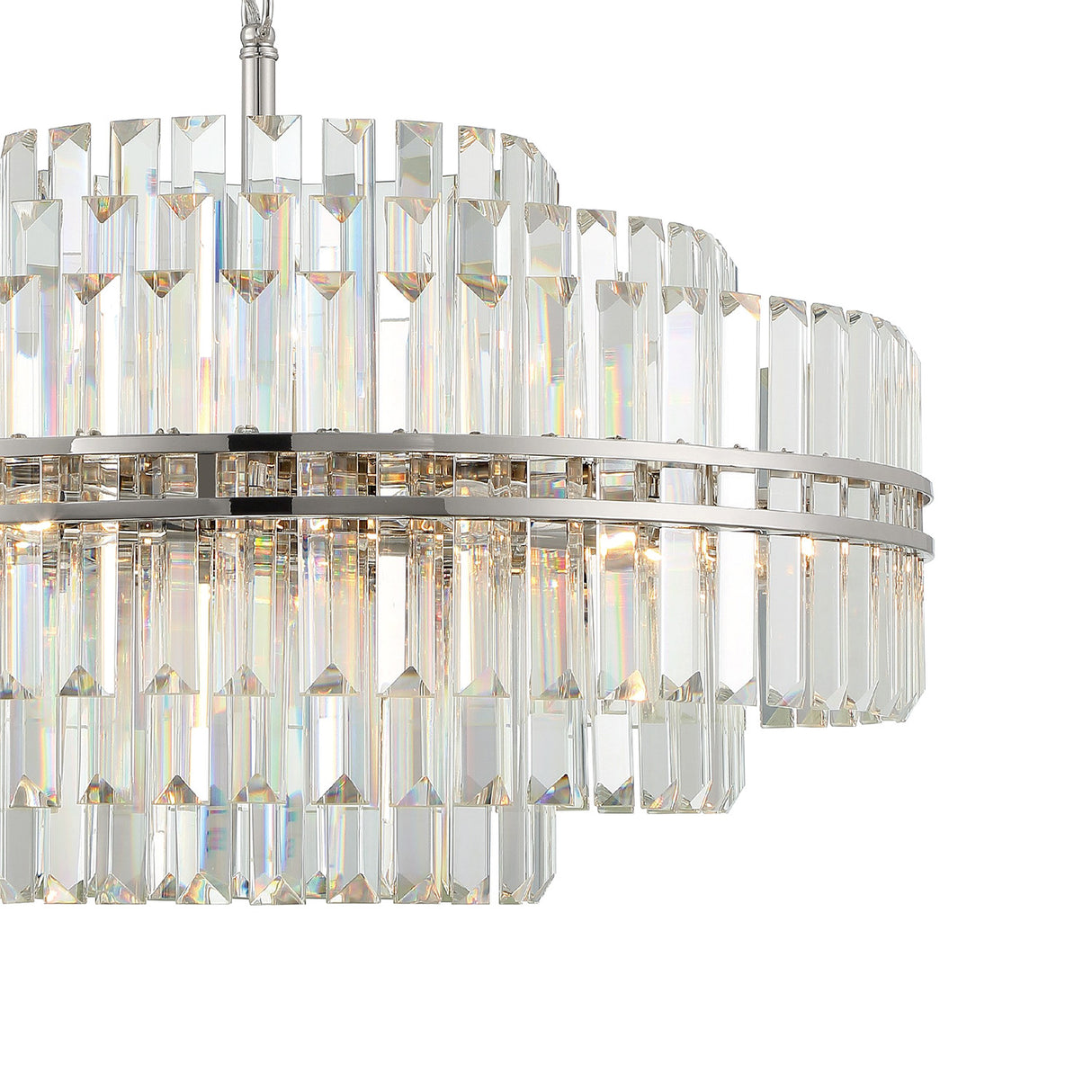 Maxwell 16 Light Chandelier 28", Crystal with Polished Nickel