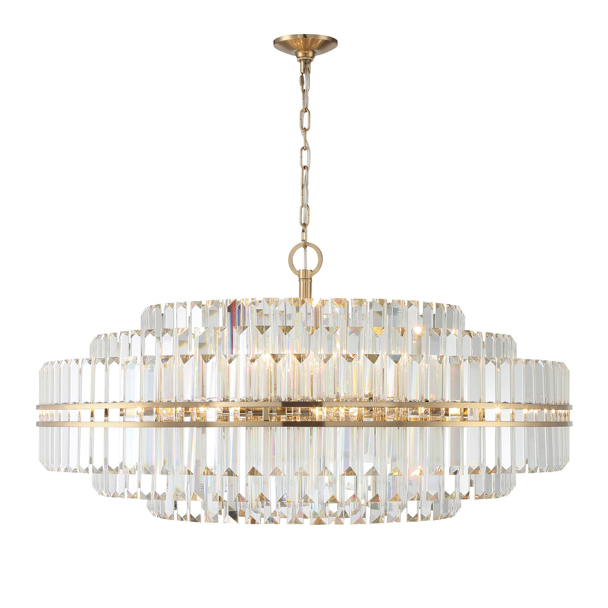 Maxwell 32 Light Chandelier 41", Crystal with Aged Brass