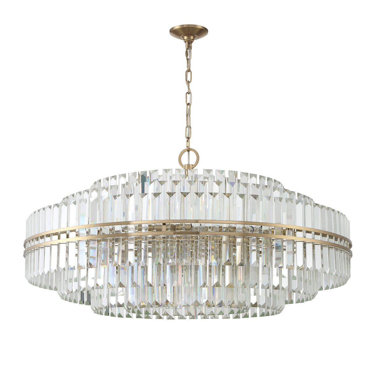 Maxwell 32 Light Chandelier 41", Crystal with Aged Brass