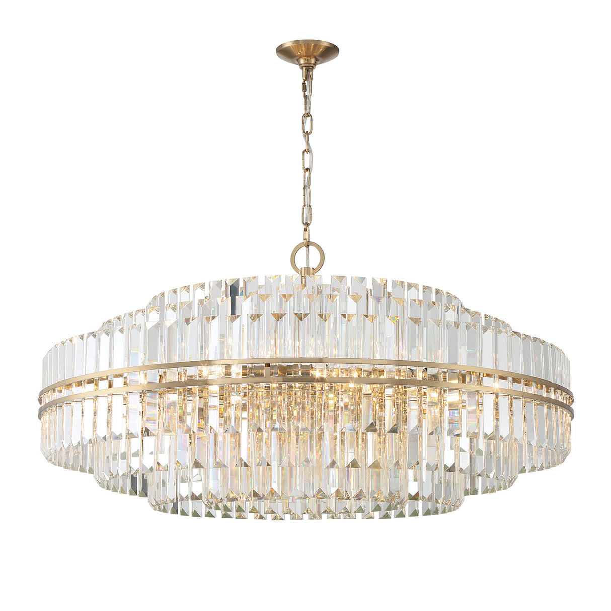 Maxwell 32 Light Chandelier 41", Crystal with Aged Brass