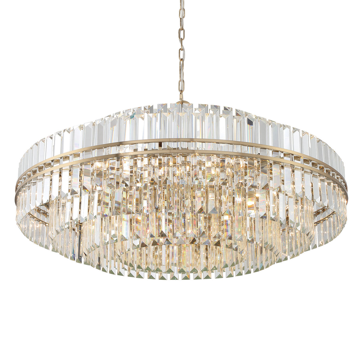 Maxwell 32 Light Chandelier 41", Crystal with Aged Brass
